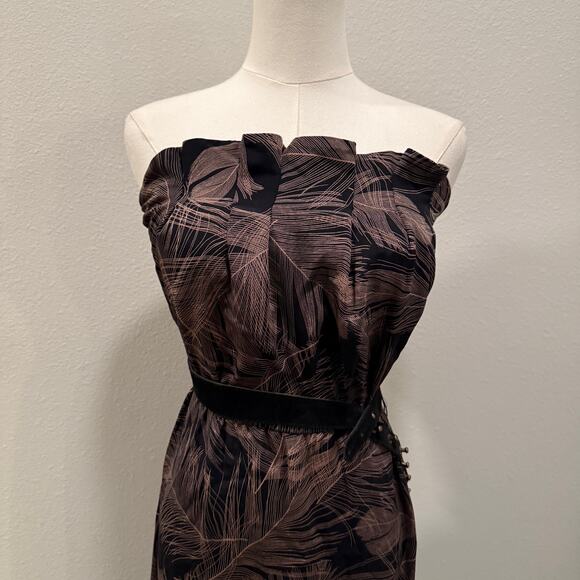 Rory Beca 100% Silk Strapless Maxi Dress 6 Black Brown Cocktail Party Luxury - Picture 3 of 7